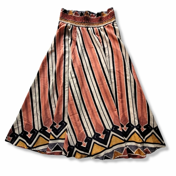 Vintage Dresses & Skirts - BOHO VINTAGE Maxi A Line Art Deco Artsy Festival Gypsy Skirt, S/M